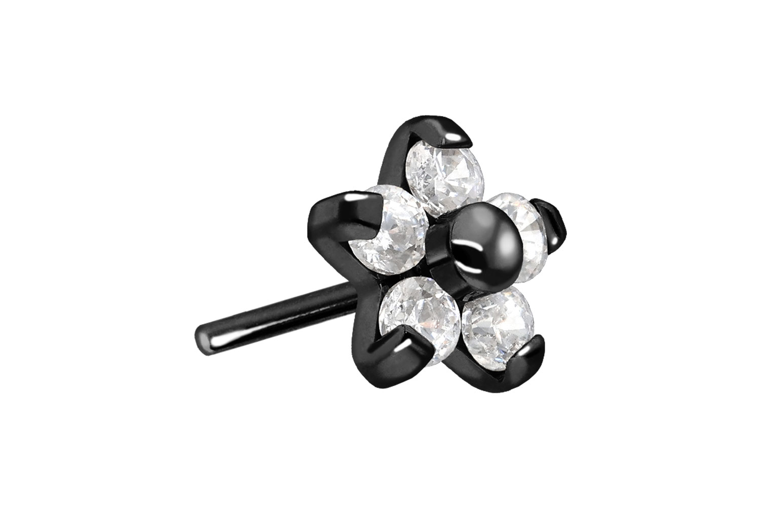 Titan Aufsatz mit Push Pin BLUME MIT 5 KRISTALLEN von Piercingline